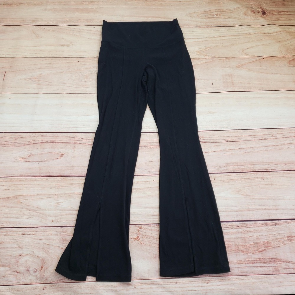 TnAction Pants Womens Medium Black Flare High Rise‎ Yoga Split Hem Athletic Gym